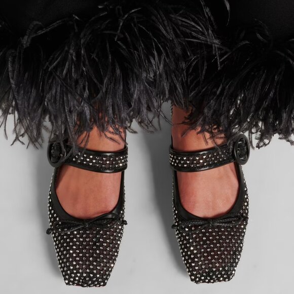 Christian Louboutin MAMASTRAPITINA Strass Crystal Mesh Ballerina Flat Shoes - Picture 6 of 16